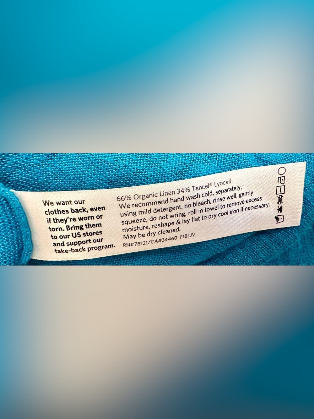 EILEEN FISHER Open Linen/Tencel Cardigan in beautiful teal/peacock - Size M - Picture 10 of 11